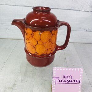 Hutschenreuther Germany HUT1213 Red Orange Floral Ceramic Lidded Coffee Tea Pot
